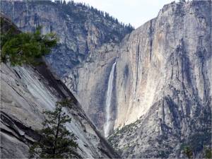 View of Yosemite Falls from the Vernal Falls Trail.